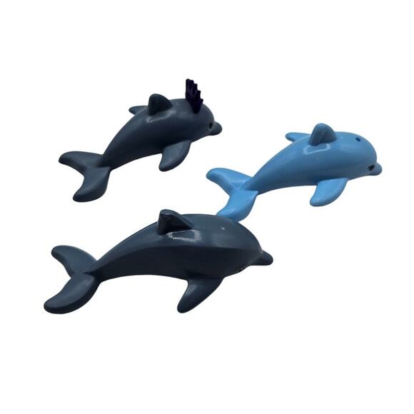 Lot of 3 LEGO Friends Bright Light Blue Jumping Dolphin Animal Figurines - Picture 1 of 4